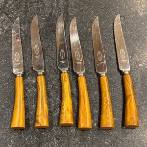 Set of Six Bakelite  Parker & Sons stainless steel knife set